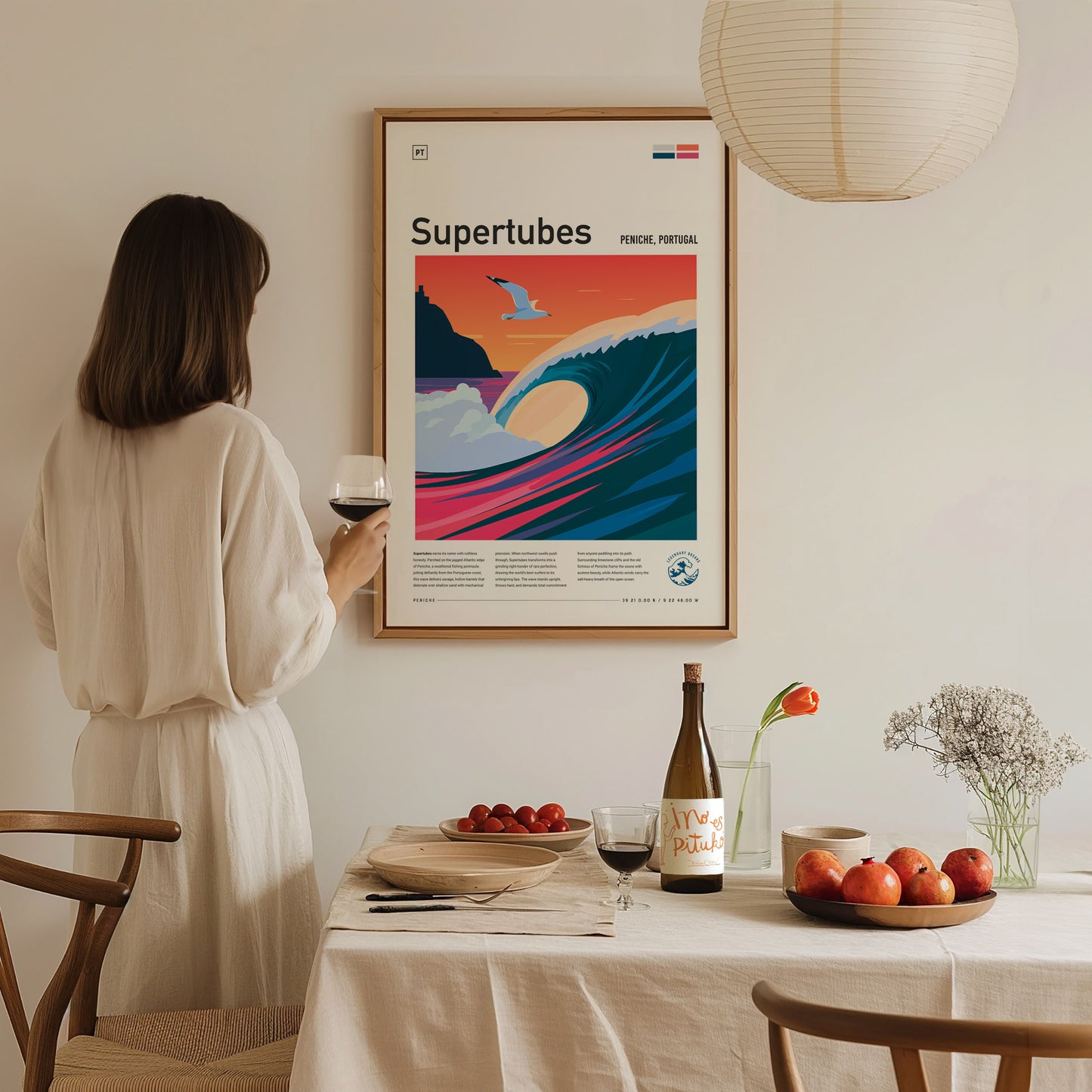 Supertubes, Portugal Poster | Perfect Barrels & Atlantic Swells Wall Art — styled in a modern interior