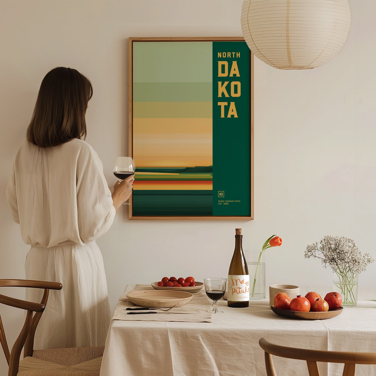 North Dakota Peace Garden State Poster | Badlands Wall Art