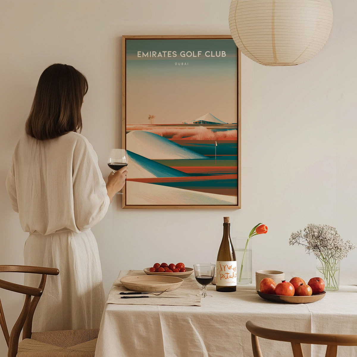 Emirates Golf Club, Dubai Poster | Golfer Gift & Links Wall Art — styled in a modern interior