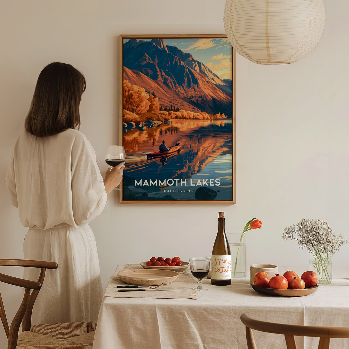 Mammoth Lakes, California Poster | Alpine Lake & Mountain Wilderness Wall Art — styled in a modern interior