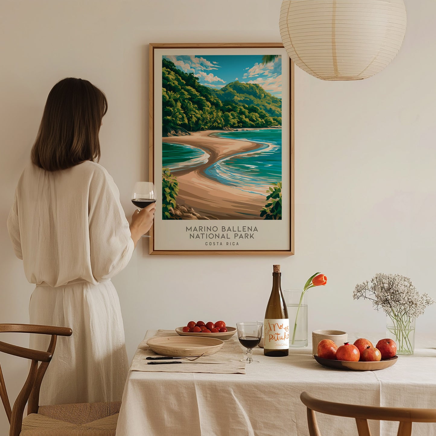 Marino Ballena National Park Matte Border Poster | Costa Rica Travel Wall Art — styled in a modern interior