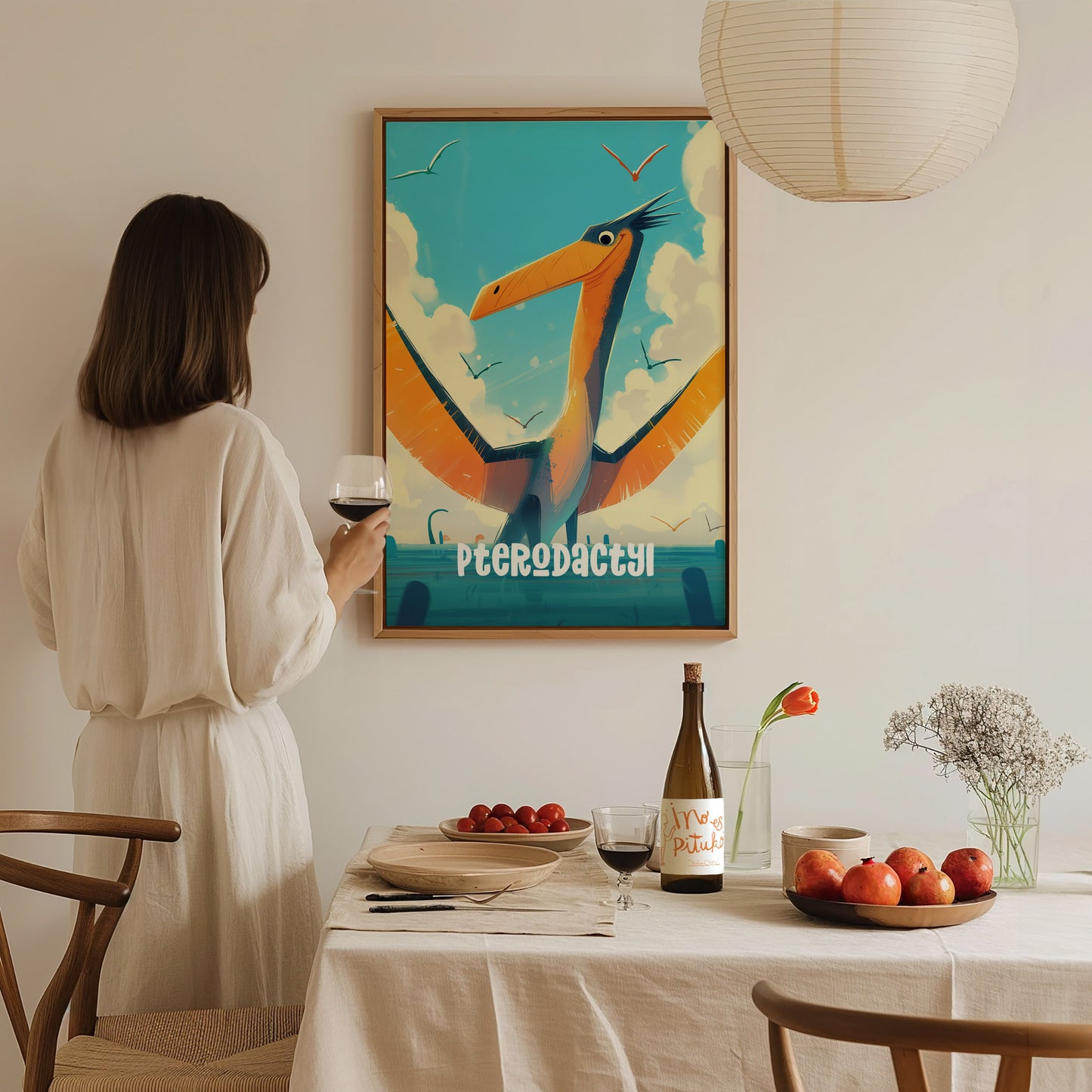 Pterodactyl Poster | Dinosaur Kids Room Wall Art | Nursery Dino Print