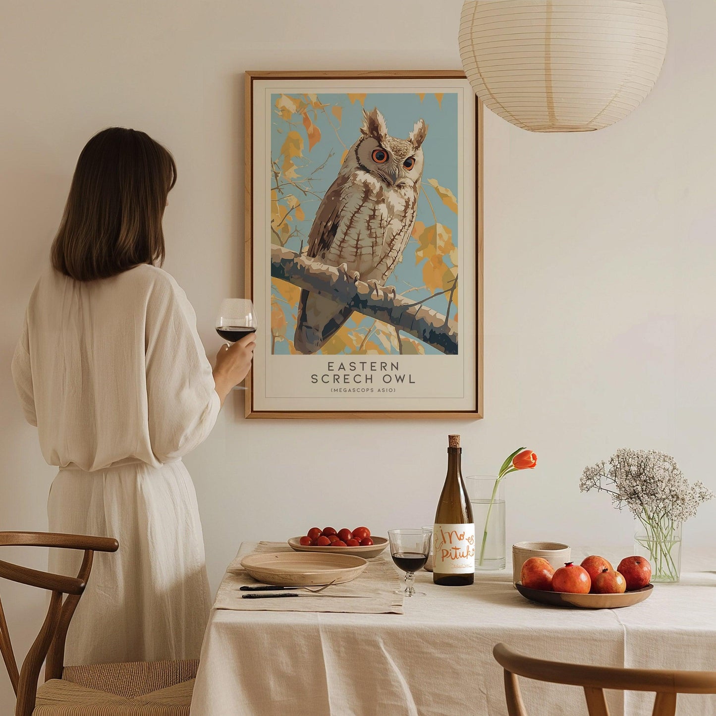 Eastern Screech Owl Framed Poster | Nature Bird Lover Nature Modern Wall Art | Bird Of Prey Audubon Print Cabin Decor - Swell Scenes
