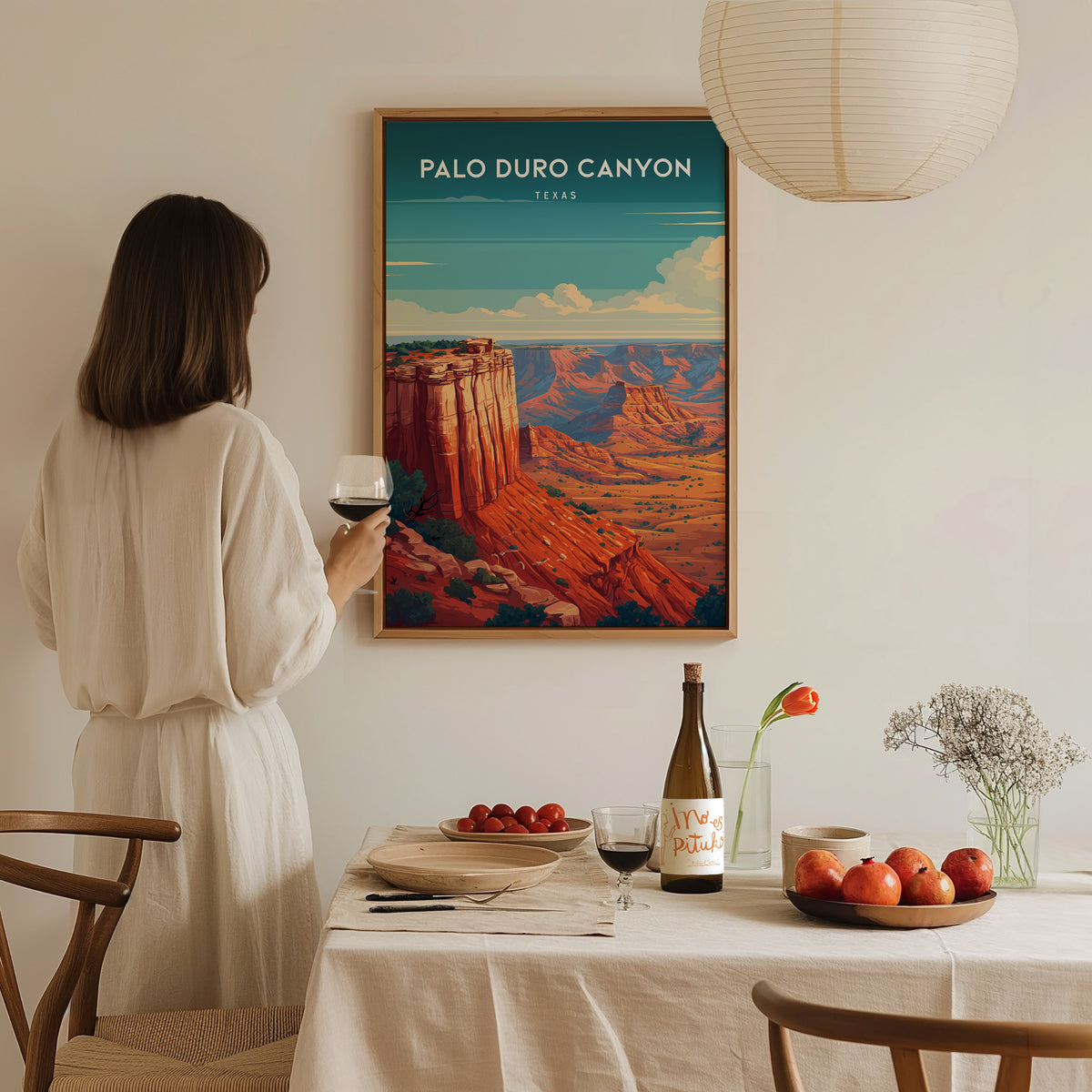 Palo Duro Canyon, Texas Poster | Red Rock Desert Destination Print Wall Art — styled in a modern interior