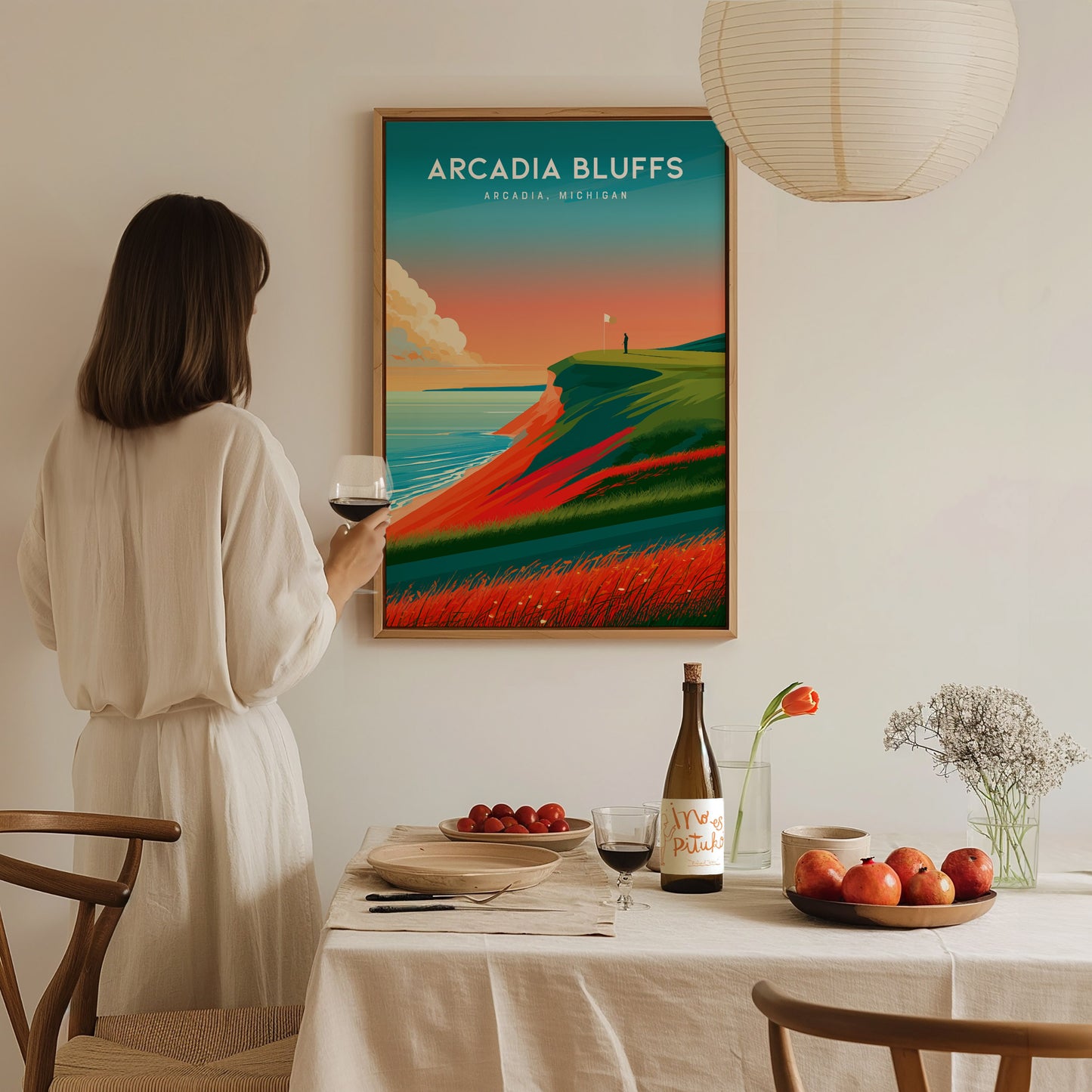 Arcadia Bluffs, Arcadia, Michigan Poster | Links Poster Golfer Gift Wall Art — styled in a modern interior