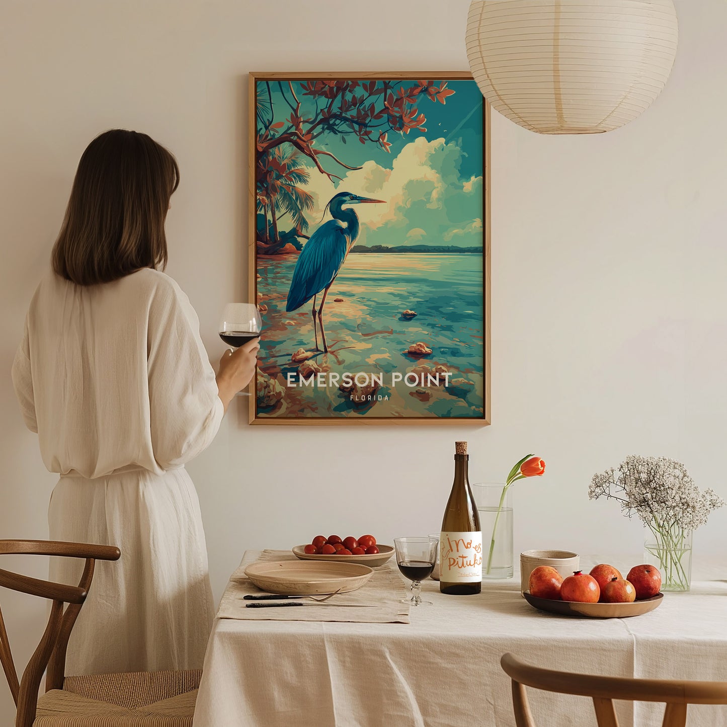 Emerson Point, Florida Poster | Mangrove & Marsh Preserve Wall Art — styled in a modern interior