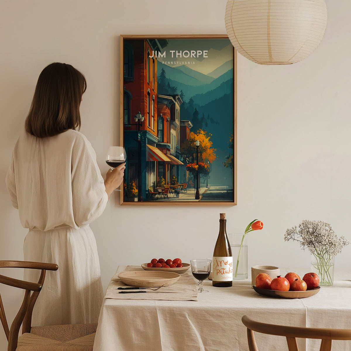 Jim Thorpe, Pennsylvania Poster | Historic Mountain Town Charm Wall Art — styled in a modern interior