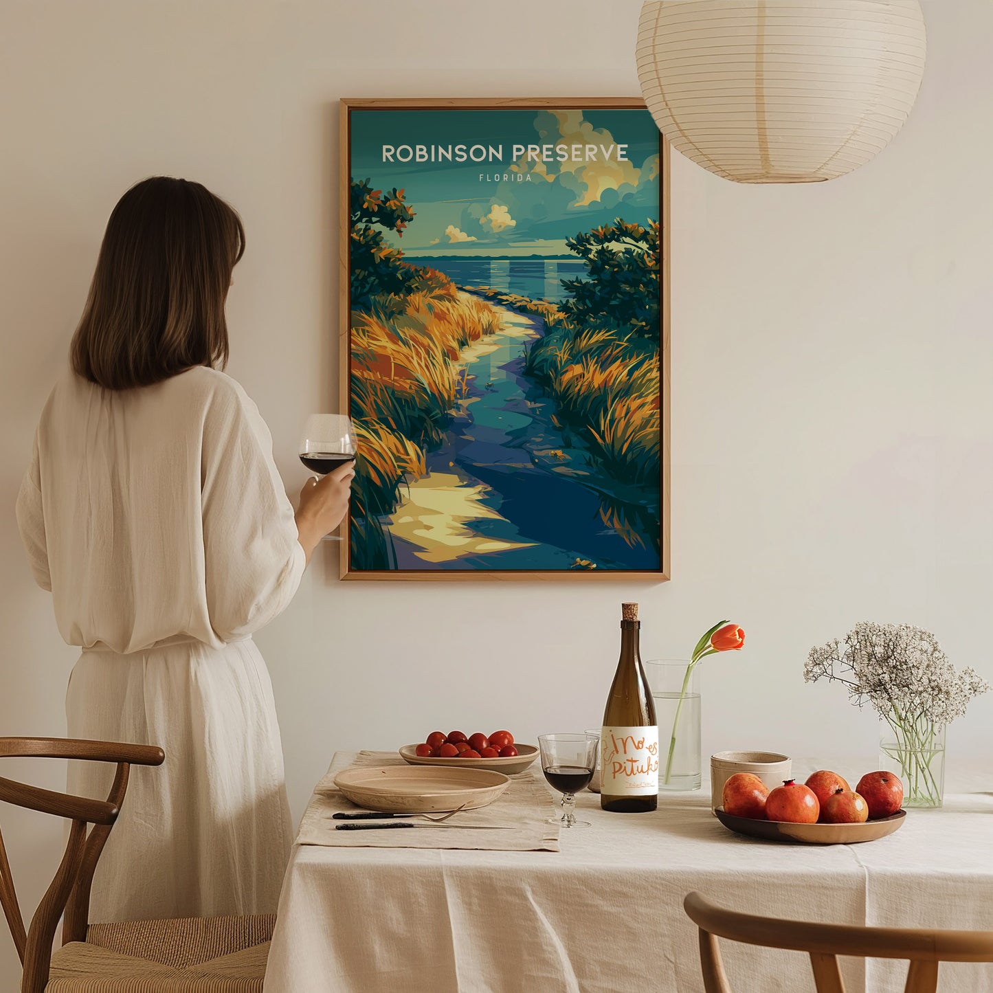 Robinson Preserve, Florida Poster | Mangrove Trails & Coastal Wetlands Wall Art — styled in a modern interior
