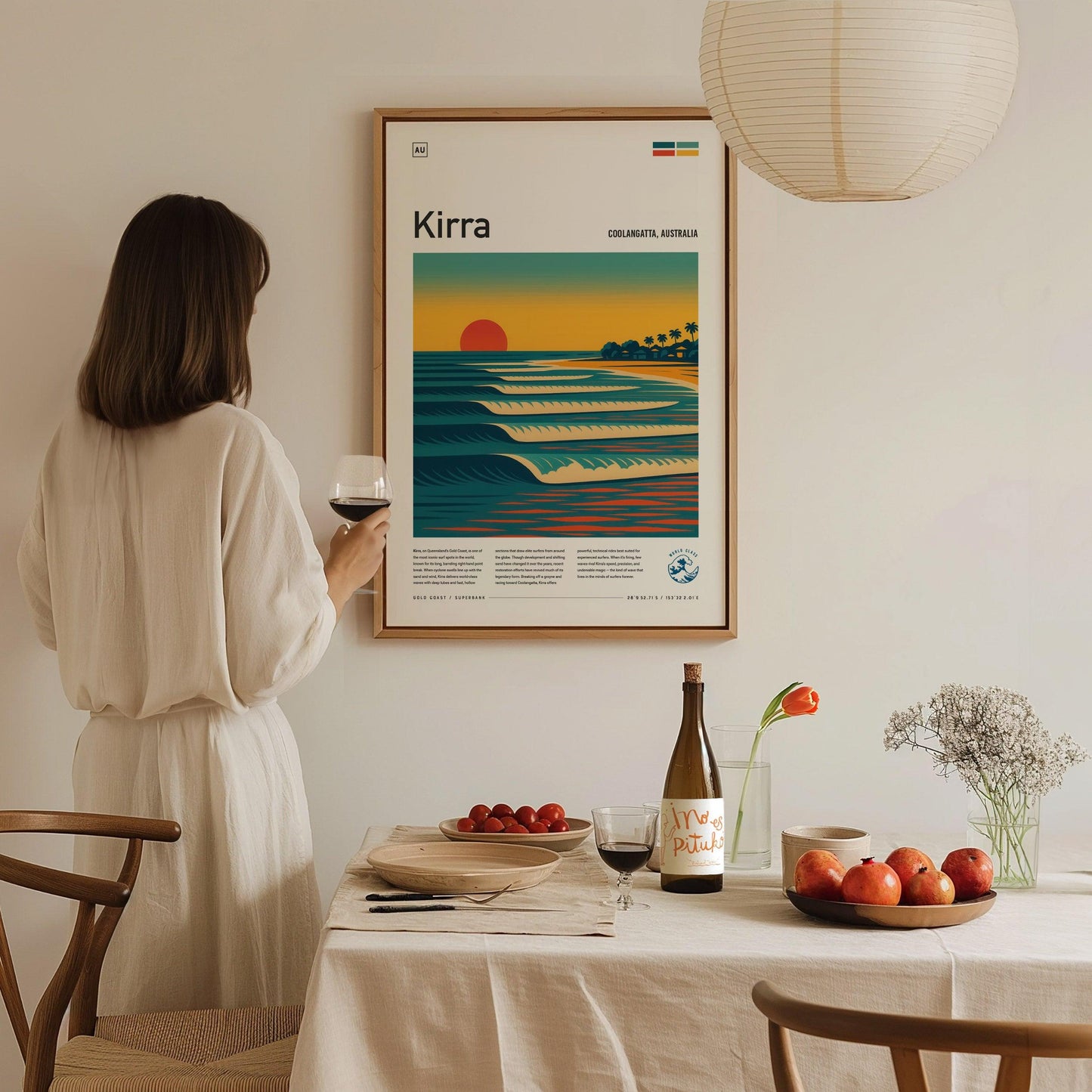 Kirra Surf Spot Framed Poster Australia Superbank Wave Modern Wall Art Queensland Surfer Travel Print Minimalist Design Surfing Decor Gift - Swell Scenes