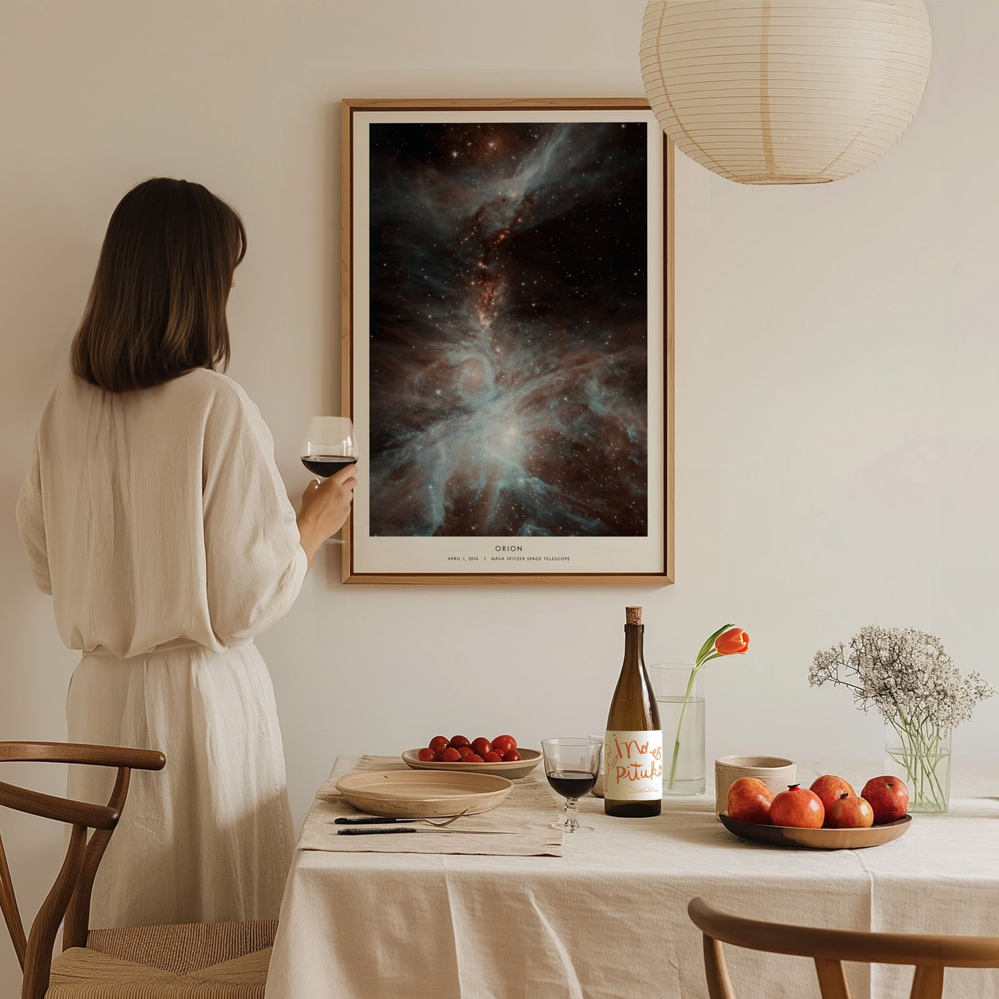 Modern astronomy decor featuring the Orion Nebula captured in infrared by NASA’s Spitzer mission.