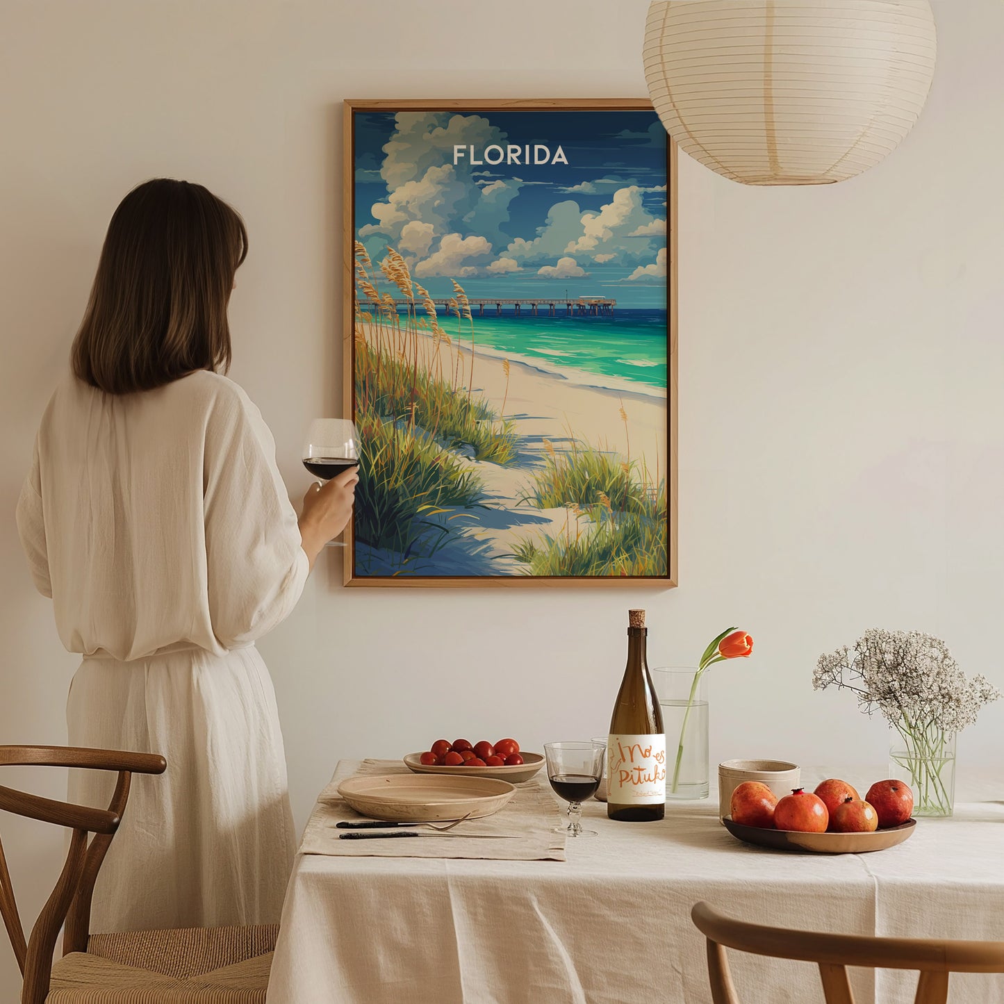 Florida Poster | Sunshine State Coastal Paradise Wall Art — styled in a modern interior