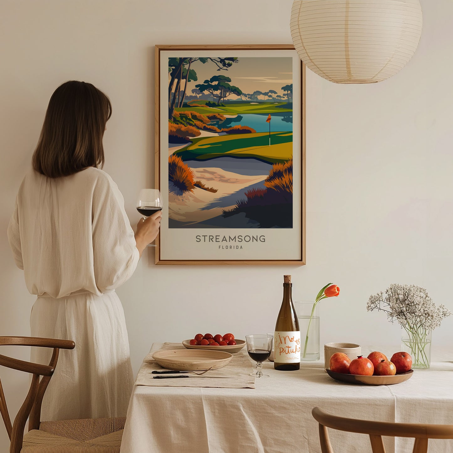 Streamsong Matte Border Poster | Florida Golf Course Print & Country Club Decor — styled in a modern interior