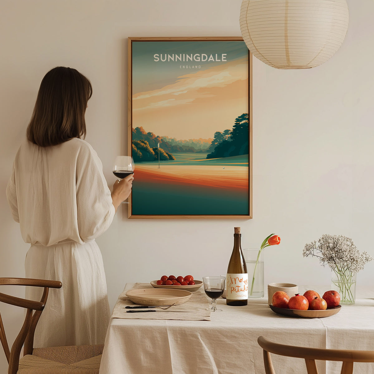 Sunningdale, England Poster | Classic Links Golfer Gift Wall Art — styled in a modern interior