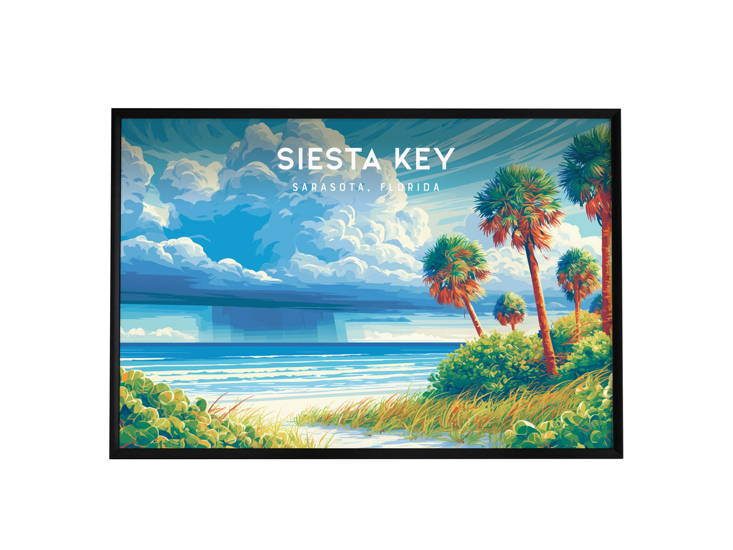 Siesta Key Landscape Poster | Sarasota, Florida Travel Wall Art — framed wall art, 24x36 in