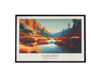 Slide Rock Landscape Matte Border Poster | Sedona, Arizona Vacation Wall Art — framed wall art, 24x36 in