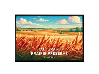 Tallgrass Prairie Preserve Landscape Poster | Oklahoma Vacation Wall Art — framed wall art, 24x36 in