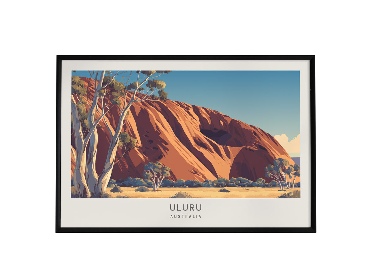 Uluru Landscape Matte Border Poster | Australia Vacation Wall Art — framed wall art, 24x36 in