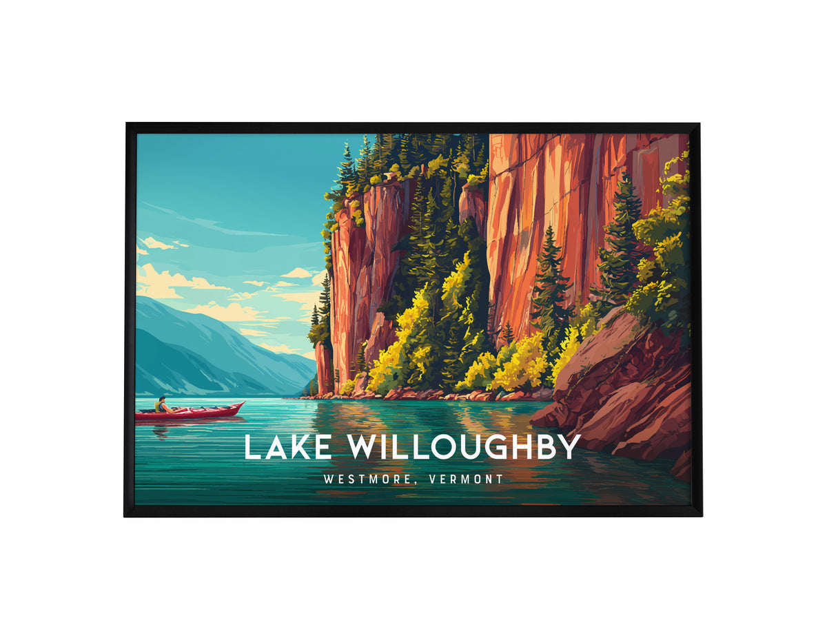 Lake Willoughby Landscape Poster | Westmore, Vermont Framed or Unframed Wall Art — framed wall art, 24x36 in