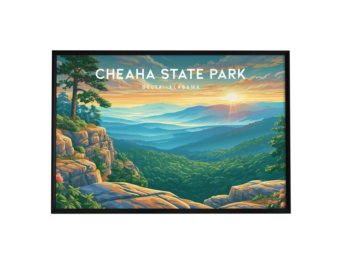 Cheaha State Park Landscape Poster | Delta, Alabama Vacation Wall Art — framed wall art, 24x36 in