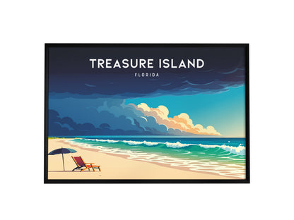 Treasure Island, Florida Poster | Landscape Gulf Coast Art Beach House Decor Wall Art — framed wall art, 24x36 in