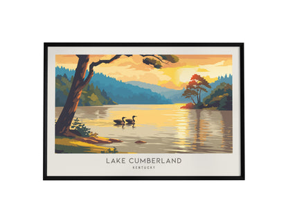 Lake Cumberland Landscape Matte Border Poster | Kentucky Travel Wall Art — framed wall art, 24x36 in