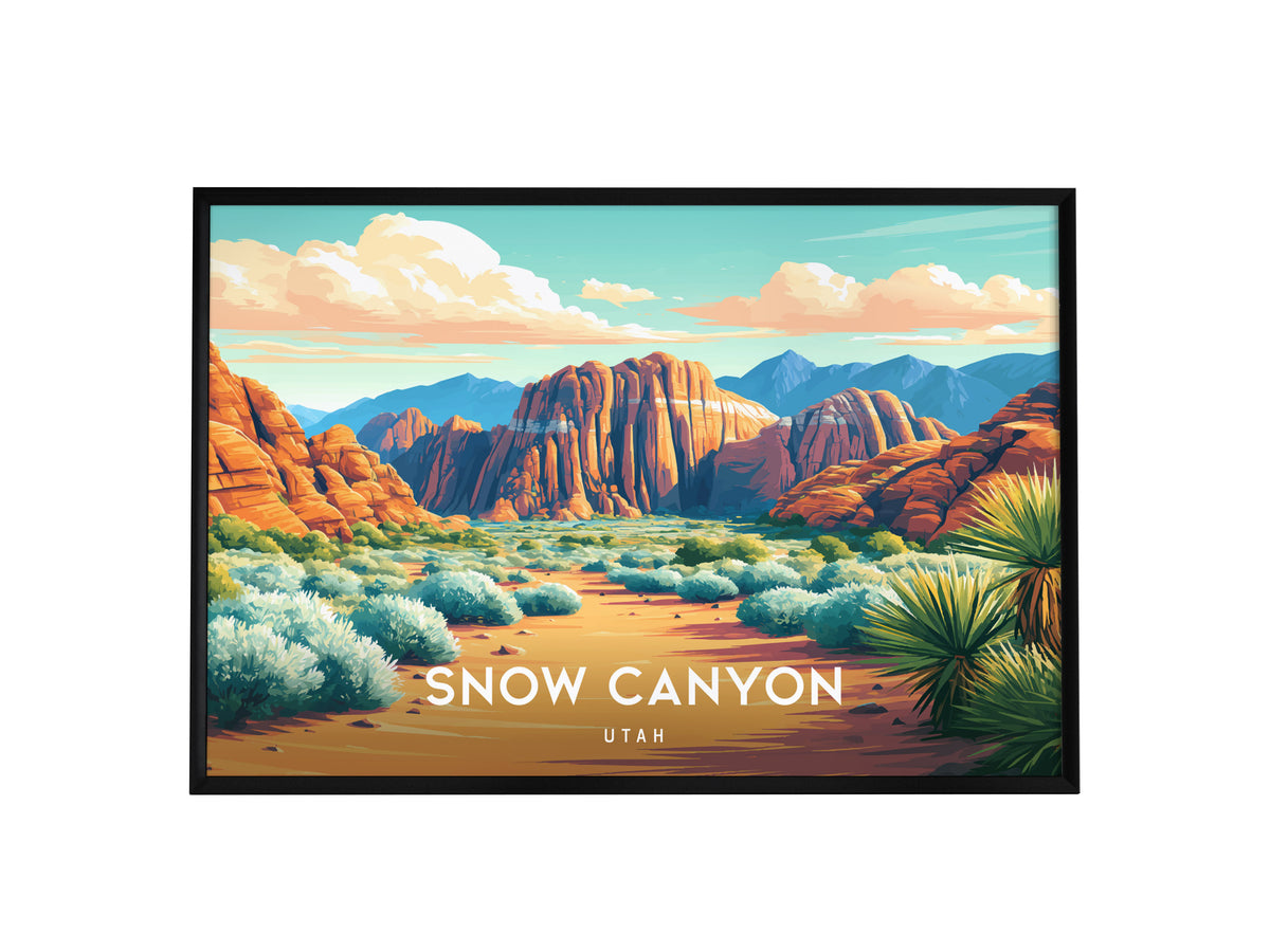 Snow Canyon Landscape Poster | Utah Red Rock Framed or Unframed Wall Art — framed wall art, 24x36 in