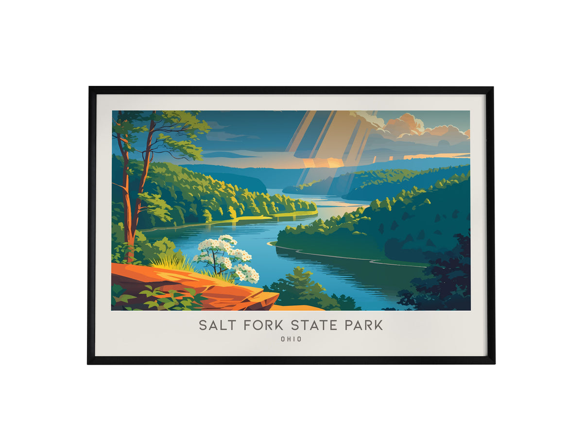 Salt Fork State Park Landscape Matte Border Poster | Ohio Vacation Wall Art — framed wall art, 24x36 in