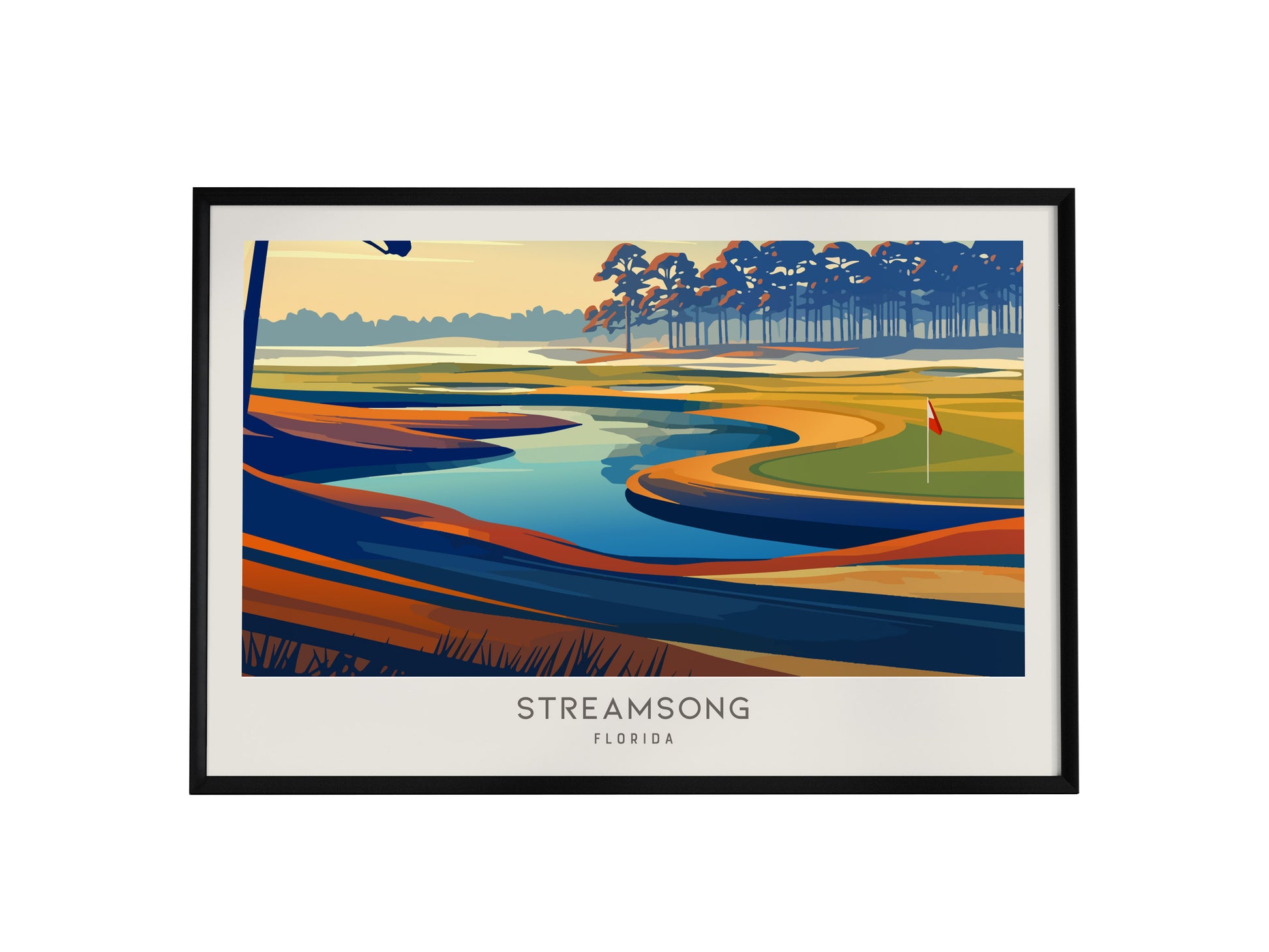 Streamsong Landscape Matte Border Poster | Florida Travel Wall Art — framed wall art, 24x36 in