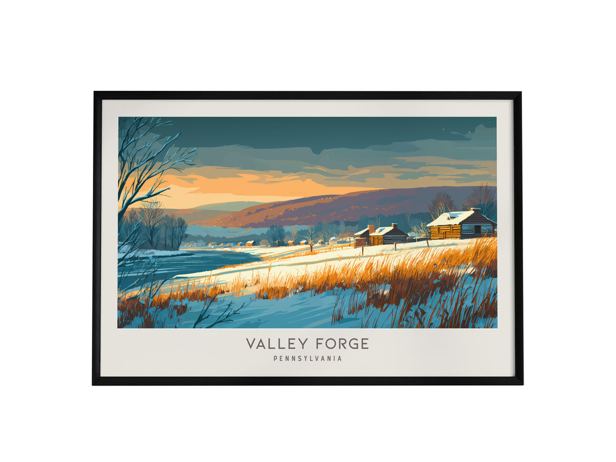 Valley Forge Landscape Matte Border Poster | Pennsylvania Framed or Unframed Travel Art — framed wall art, 24x36 in