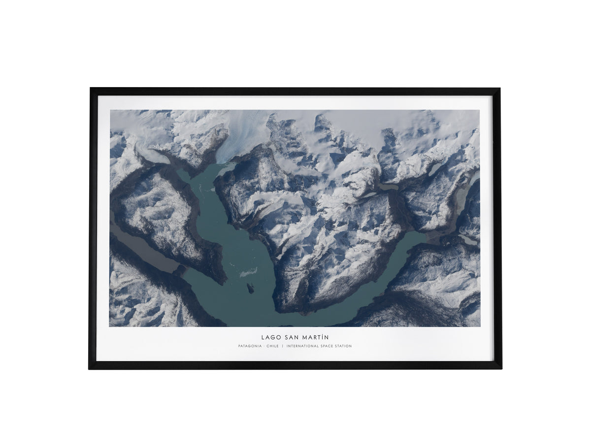 Lago San Martín Landscape Poster | NASA Space Photography Patagonia · Chile Astronomy Print — framed wall art, 24x36 in