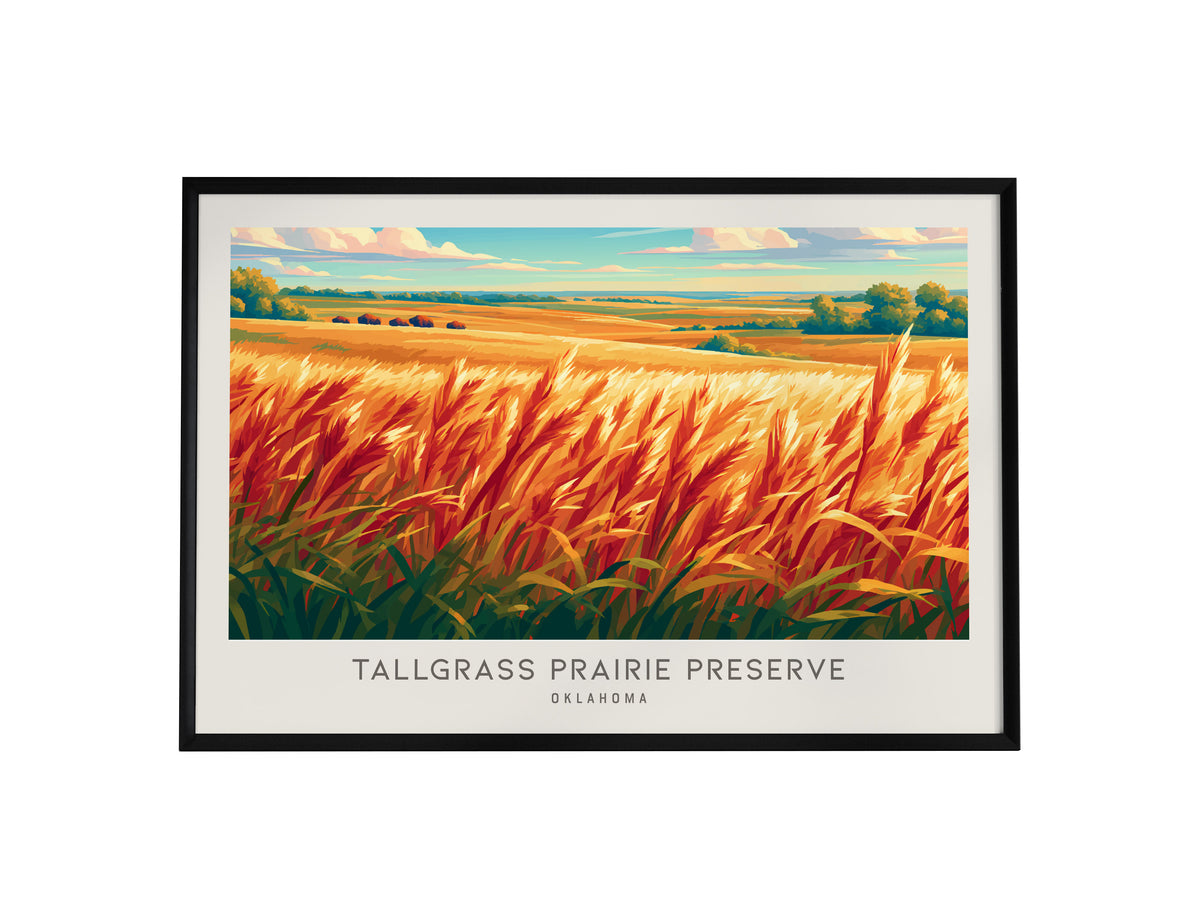 Tallgrass Prairie Preserve Landscape Matte Border Poster | Oklahoma Travel Wall Art — framed wall art, 24x36 in