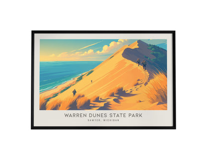 Warren Dunes State Park Landscape Matte Border Poster | Sawyer, Michigan Beach House Decor — framed wall art, 24x36 in