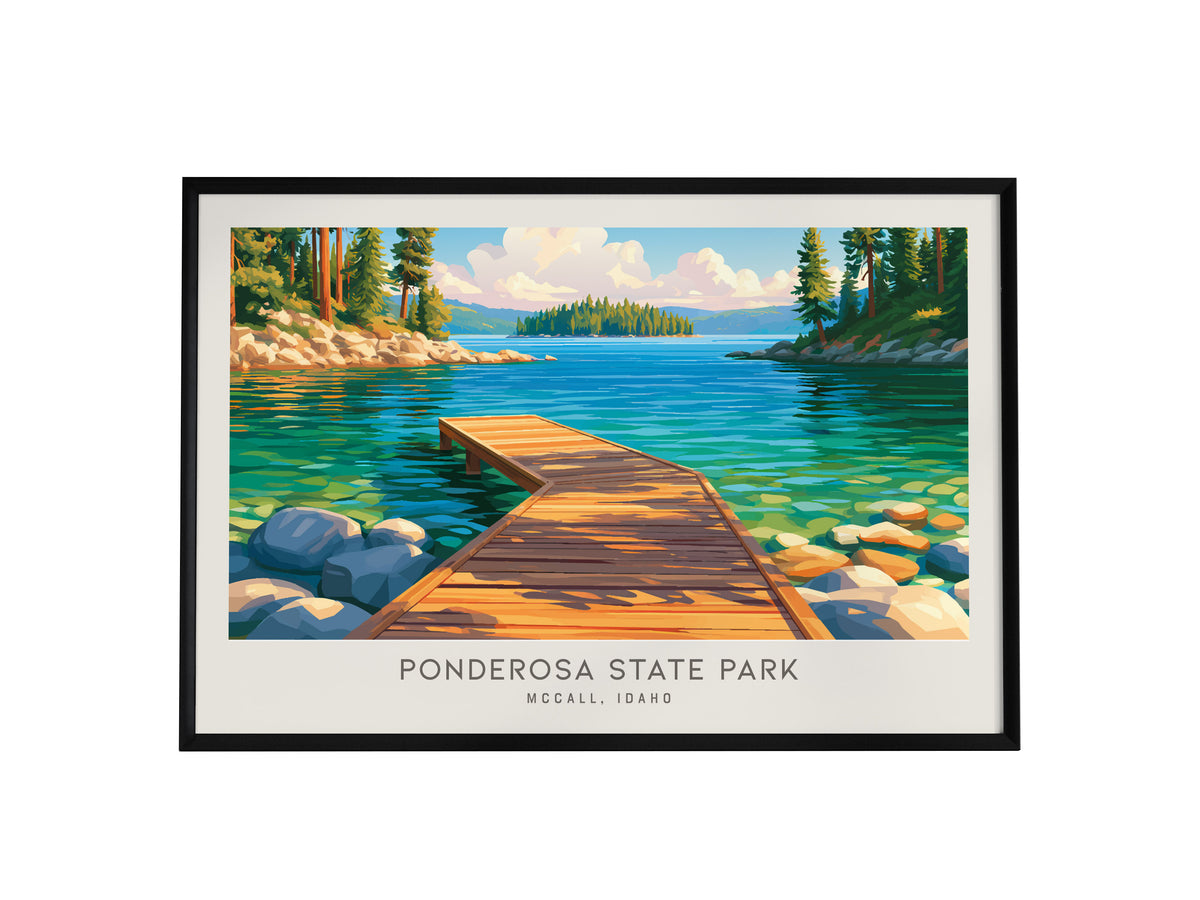 Ponderosa State Park Landscape Matte Border Poster | Mccall, Idaho Travel Gift Wall Art — framed wall art, 24x36 in