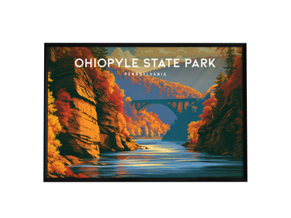 Ohiopyle State Park Landscape Poster | Pennsylvania Framed or Unframed Travel Gift Wall Art — framed wall art, 24x36 in