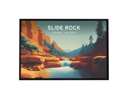 Slide Rock Landscape Poster | Sedona, Arizona Red Canyon Framed or Unframed Wall Art — framed wall art, 24x36 in