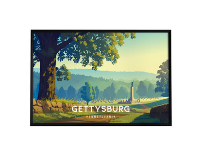 Gettysburg, Pennsylvania Landscape Poster | Historic Civil War Battlefield Travel Wall Art — framed wall art, 24x36 in