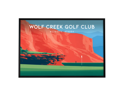 Wolf Creek Golf Club, Mesquite, Nevada Landscape Poster | Dramatic Red Rock Golf Course Print Wall Art — framed wall art, 24x