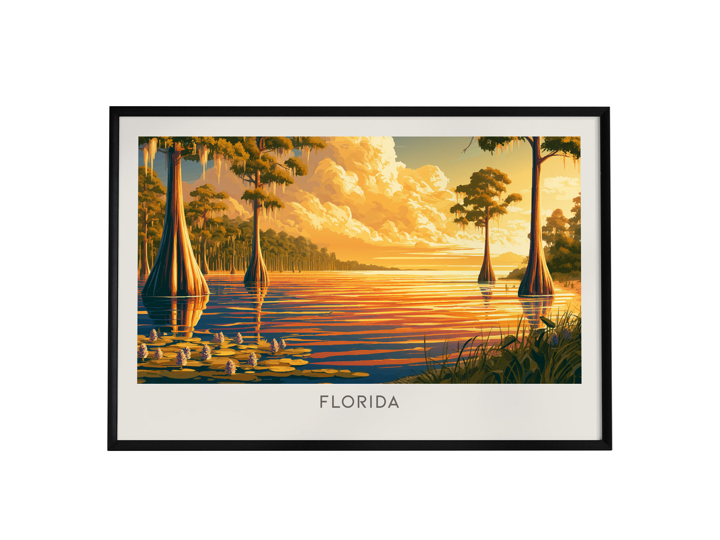 Florida Landscape Matte Border Poster | Travel Wall Art — framed wall art, 24x36 in