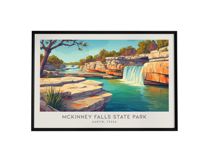 McKinney Falls State Park Landscape Matte Border Poster | Austin, Texas Framed or Unframed Travel Wall Art — framed wall art