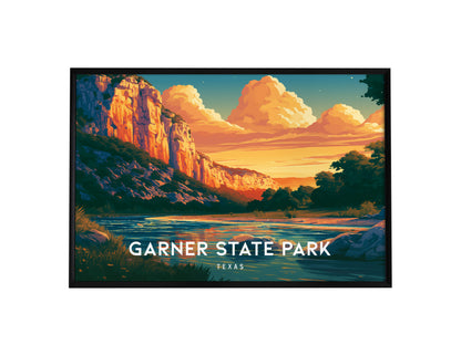 Garner State Park, Texas Landscape Poster | Frio River Travel Wall Art — framed wall art, 24x36 in