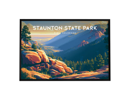 Staunton State Park Landscape Poster | Pine, Colorado Framed or Unframed Vacation Wall Art — framed wall art, 24x36 in