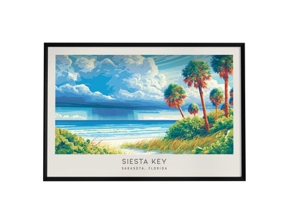 Siesta Key Landscape Matte Border Poster | Travel Wall Art — framed wall art, 24x36 in