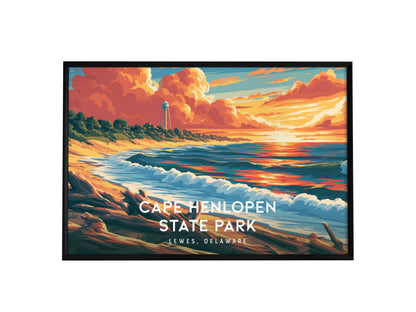 Cape Henlopen State Park Landscape Poster | Lewes, Delaware Destination Print Framed or Unframed — framed wall art, 24x36 in