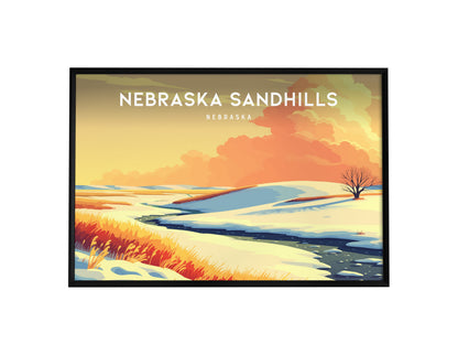 Nebraska Sandhills Landscape Poster | Nebraska Vacation Wall Art Framed or Unframed — framed wall art, 24x36 in