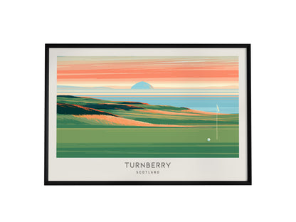 Turnberry Landscape Matte Border Poster | Scotland Golf Course Print & Country Club Decor — framed wall art, 24x36 in