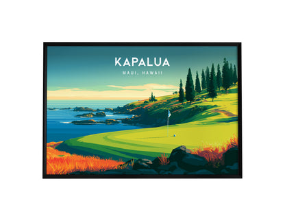 Kapalua Landscape Poster | Maui, Hawaii Golf Wall Art Country Club Decor — framed wall art, 24x36 in