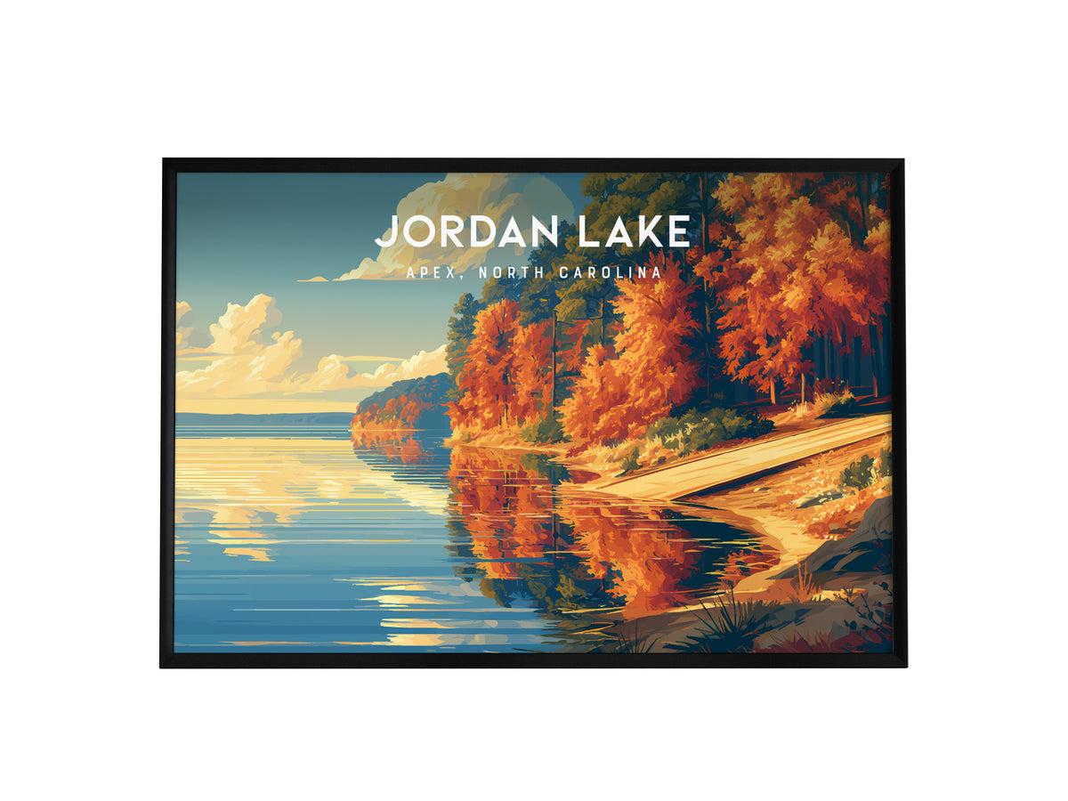 Jordan Lake Landscape Poster | Apex, North Carolina Framed or Unframed Beach House Decor — framed wall art, 24x36 in
