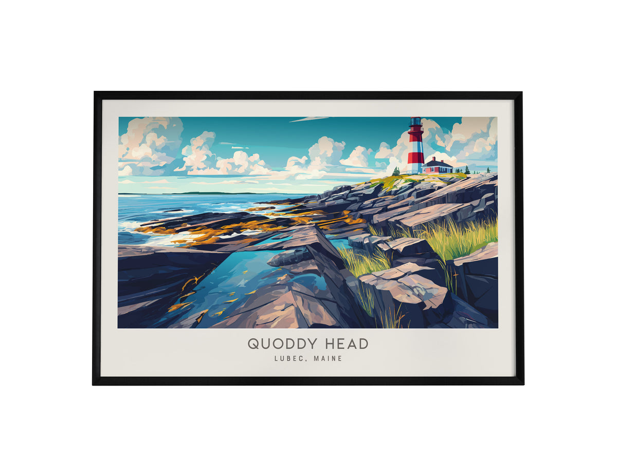 Quoddy Head Landscape Matte Border Poster | Lubec, Maine Destination Print — framed wall art, 24x36 in