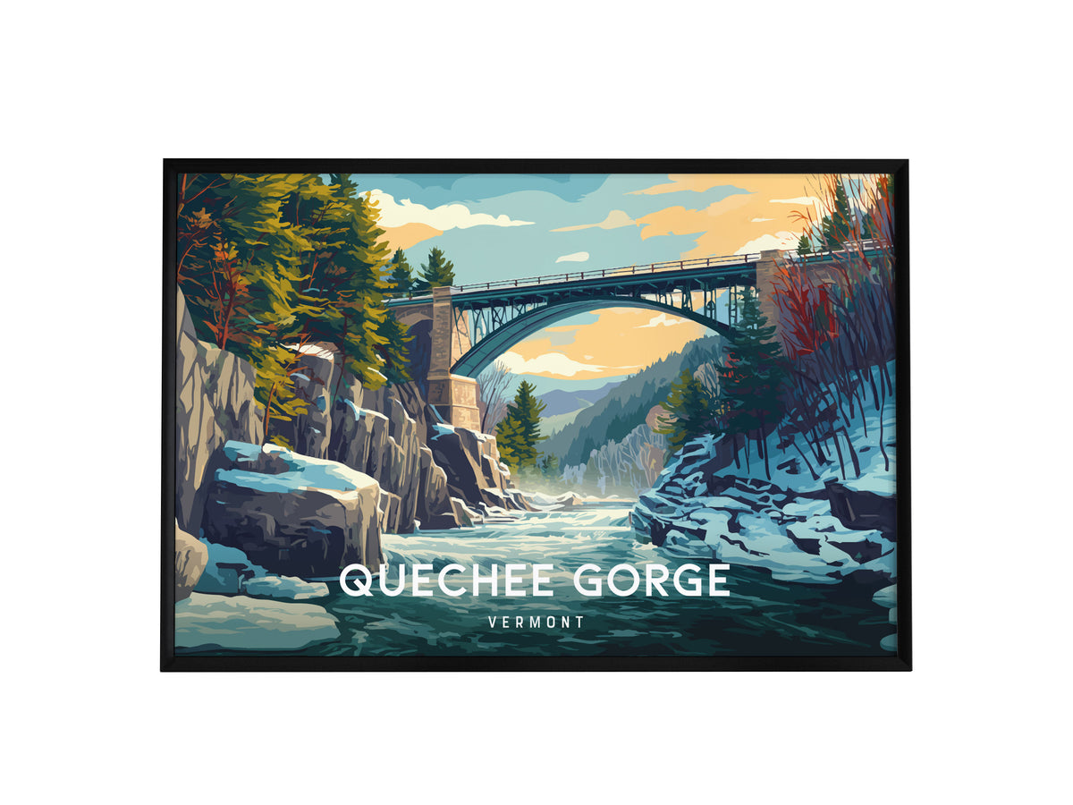 Quechee Gorge Landscape, Vermont Poster | Framed or Unframed Gorge Wall Art — framed wall art, 24x36 in