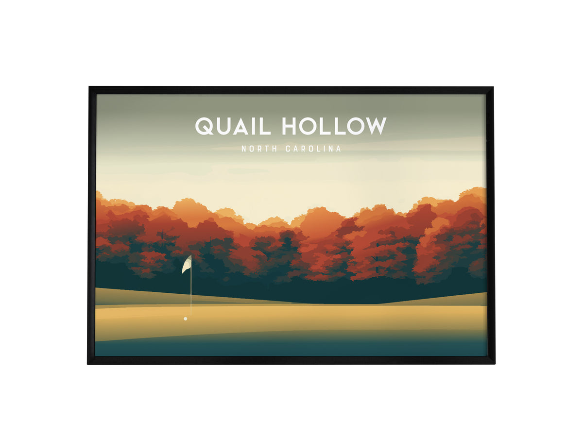 Quail Hollow, North Carolina Landscape Poster | Links Poster & Framed or Unframed Golf Course Wall Art — framed wall art, 24x